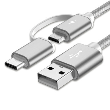 Bakeey 2 in 1 Type C Micro USB Nylon Braided Data Charging Cable USB 2.0 for Xiaomi 6 Oneplus S8 S7