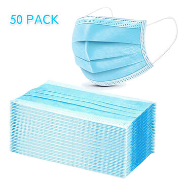 50Pcs Disposable Medical Mouth Face Mask 3-layer Respirator Masks Dust-Proof Personal Protection