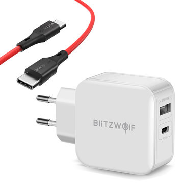 $9.99 BlitzWolf BW-S11 PD/QC3.0 Charger EU + BW-TC17 Type-C to Type-C Cable
