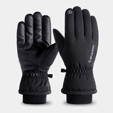 Men Plus Velvet Lengthened Knitted Elastic Wrist With Reflective Strip Windproof Waterproof Warmth Non-slip Touchscreen Gloves