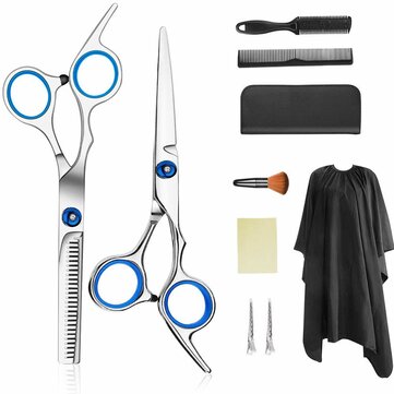 10 PCS Professional Hair Cutting Scissors 6 Inch Barber Thinning Scissors Hairdressing Shears Stainless Steel Hair Cutting Shears Set with Cape Clips Comb