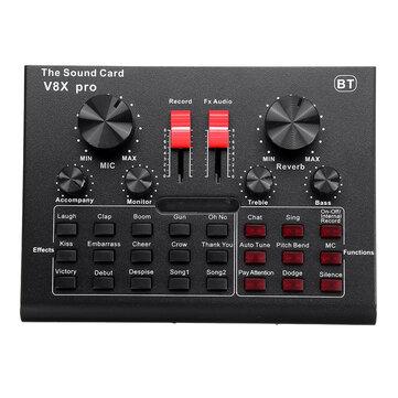12% OFF for V8X PRO External Audio Mixer USB Interface Sound Card with 15 Sound Modes Multiple Sound Effects