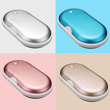 5200mAh Portable Macarons Hand Pocket Warmer Double－Sided PTC Ceramic Heating Aluminum Alloy Mobile Power Bank Supply External Battery Charger