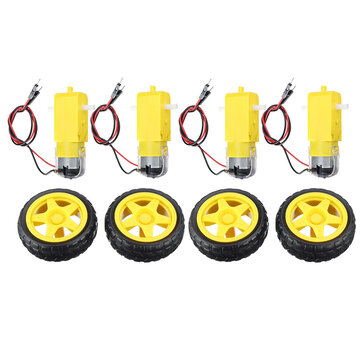 4 Robot Wheels Smart Car Robot Plastic Tire Wheel with DC 3-6v Gear Motor for Arduino DIY Robot Pack of 4