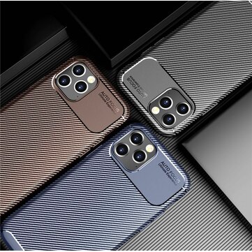 Bakeey for iPhone 12/ 12 Pro 6.1" Case Luxury Carbon Fiber Pattern with Lens Protector Shockproof Silicone Protective Case