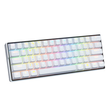 KEMOVE SnowFox 61 Keys 60% NKRO bluetooth 5.1 Type－C Dual Mode Mechanical Gaming Keyboard PBT Keycap Gateron Axis Switch Hotswappable Switches RGB Backlight Keyboard with Full Keys Programmable － White Brown Switch