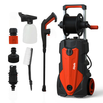 [New Arrival] Mensela PW-W1 Car Pressure Washer 2100W 165Bar Electric Pressure Washer Household with Adjustable Nozzles Hose Reel 5m Power Cord 10m Hose EU Plug Detergent Tank Ideal for Cleaning Home Car Garden