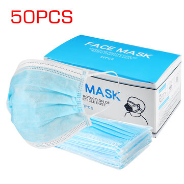50Pcs Disposable Face Masks 3－Layer Medical Mask Dust－proof Anti－fog