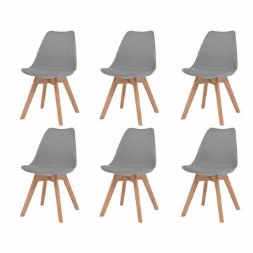 6 pcs Gray Dining Room Chairs Ergonomically Designed With a Modern, Curved Radiance and Artificial Leather