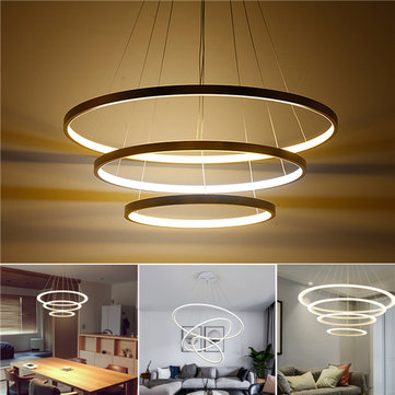 LED Ceiling Pendant Dimming Ring Light Holder Lamp Shade Fixture Home Living Room Decor AC220V
