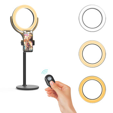 BlitzWolf® BW-SL4 Dimmable Ring Light Night Light Desktop Selfie Phone Holder bluetooth Remote for Live Vlog YouTube TikTok Makeup