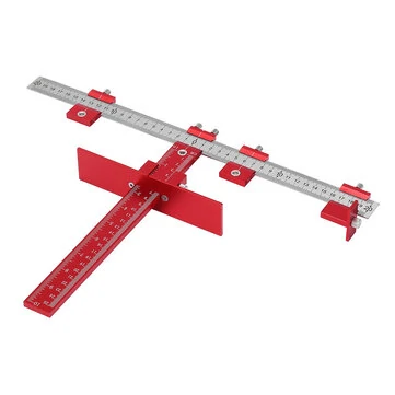 Drillpro Red Aluminum Alloy Metric/Inch Cabinet Hardware Jig 4mm 5mm Drill Guide Cabinet Handle Template Jig