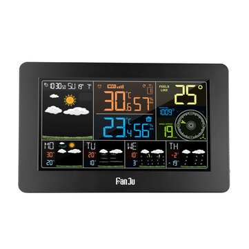 Fanju Fjw4 Digital Alarm Clock Weather, Digital Clock With Indoor Outdoor Temperature