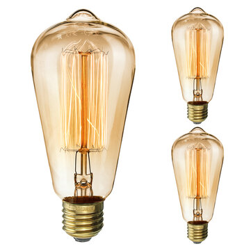 3PCS KINGSO 220V 40W E27 ST64 Edison Vintage Light Bulb Nostalgia Filament Bulbs