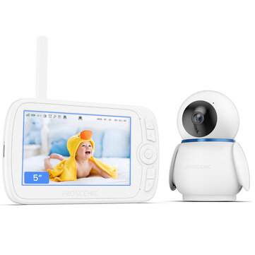 [EU Direct] Proscenic BM300 5inch Baby Video Monitor with 1080P PTZ Camera Remote Viewing IR Night Vision Two-way Intercome Alarming 8 Lullabies Temperature Monitoring Security Camcorder