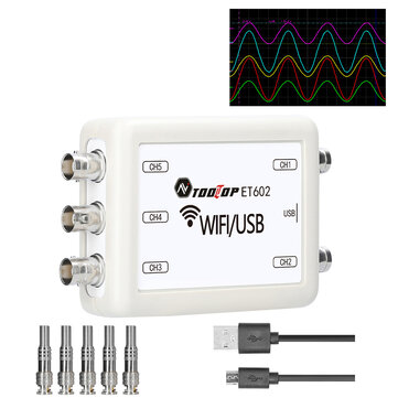 TOOLTOP ET601/ET602 Wi-Fi USB 5 Channels Virtual Oscilloscope Wireless Storage Oscilloscope Recorder Car Automobile Repair Tools