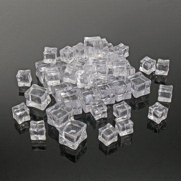 50Pcs Fake Ice Cubes Acrylic Artificial 20mm Crystal Cubes for Photography 