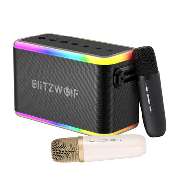 BlitzWolf® BW-WA6 80W bluetooth Speaker Wireless Karaoke Speaker Double Drivers Bass RGB Light EQ Effect 6000mAh Power Bank TF Card U Disk AUX Portable Speaker