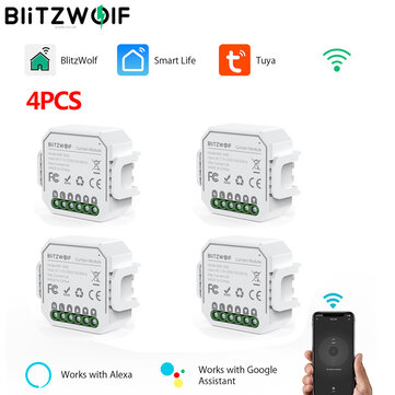 [4PCS] BlitzWolf® BW-SS6 WIFI Smart Curtain Module APP Remote Controller Timing Open/Close Work with Google Assistant Amazon Alexa