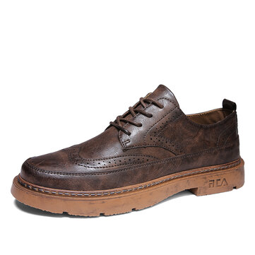 Casual - Men Vintage Microfiber Leather Non Slip Brogue Casual Shoes ...