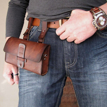 Men Genuine Leather Multifunction Vintage 6.3 Inch Phone Bag Phone Case Wallets Purse Waist Packs