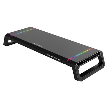 ICE COOREL USB Computer Monitor Stand Holder RGB Computer Riser Universal Desktop Stand Base with Mobile Phone Holder T1