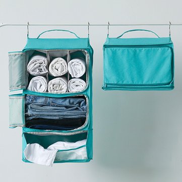 Portable Travel Removable Large Capacity Space Saving Hanging Cloth Storage Bag Canvas Cloth Closet