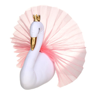 Swan Plush Stuffed Toy with Golden Crown