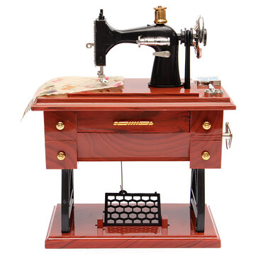 17% OFF for Treadle Sewing Machine Music Box Antique Gift Musical Education Toys Home Decor Fashion Accessories