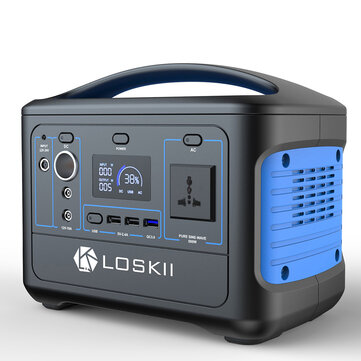 Loskii LK-PS10 Portable Outdoor Power Station Battery Generator 220-230V 568Wh/153600mAh Camping Solar Generator Emergency Energy Supply LCD Display for Outdoor Camping