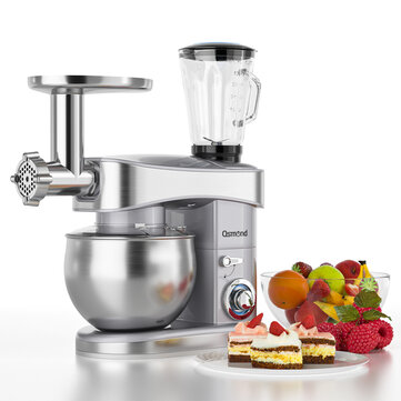 OSMOND SC-213c1200W 6.5L 3-in-1 Kitchen Food Stand Mixer Stainless Steel Bow 6 Speeds Cream Egg Whisk Blender Cake Dough Bread Mixer Food Processor