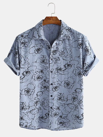 T-shirts - Mens Vintage Printing 100% Cotton Short Sleeve Casual Shirts ...