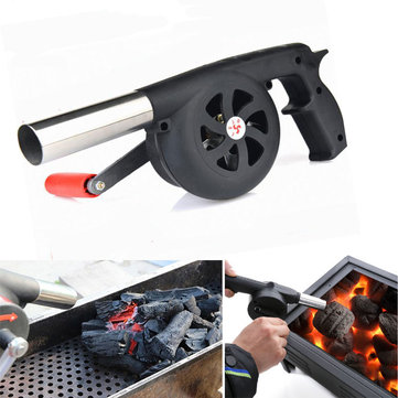 Outdoor Camping BBQ Grill Fan Air Blower Picnic Barbecue Cooking Fire Hand Crank