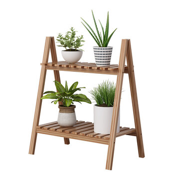 2 Tier Wooden Flower Pot Plant Stand, Tiered Wooden Plant Stands Outdoor
