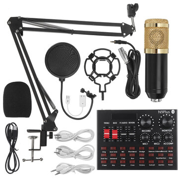LEORY N9 Professional Sound Card + BM800 Recording Condenser Microphone kit with Shock Mount