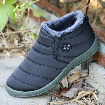 LOSTISY BJ Shoes Warm Wool Lining Flat Ankle Snow Boots For Women