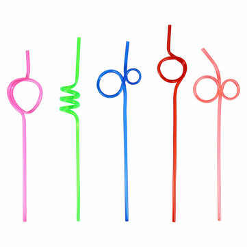 HONANA CF-ST01 Colorful Crazy Curly Loop Plastic Drinking Straws For Birthday Party Bar Tools