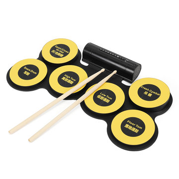 $72.99 for Konix G102 USB Portable Roll Up Silicone Electronic Drum with Headphone Port Yellow