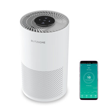 BlitzHome BH-AP1 Smart Air Purifier 220m³/h CADR 26dB Quiet Air Cleaner,Removes Allergies, Smoke, Dust, Mold, Pollen, Pet Dander, Activated Carbon Eliminates Odors and Deodorizes HEPA Filter with Night Light APP Remote Control