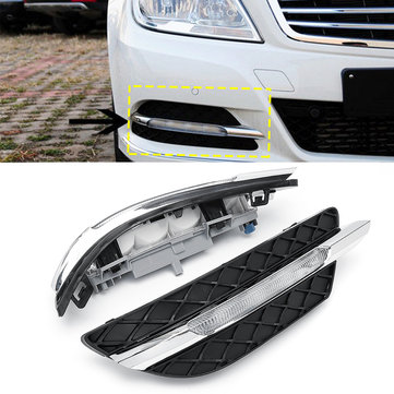 6000K Xenon White LED Fog Lamp Daytime Running Light DRL Compatible with Mercedes Benz W204 AMG Sport 08-11 