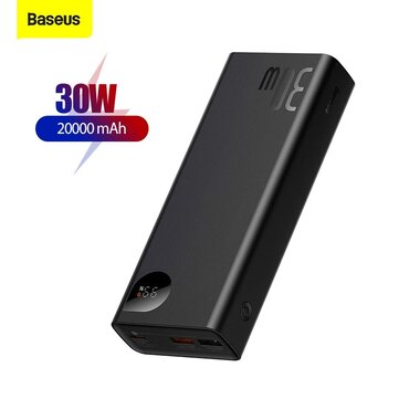 Baseus 20000mAh 30W PD QC3.0 Digital Display Dual-way Fast Charging Power Bank Portable Charger External Battery AFC Certified for iPhone 14/13/12/11/XR for Samsung for Xiaomi