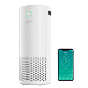 BlitzWolf® BW-AP2 360°Anion Smart Air Purifier 500m³/h CADR,H12 HEPA Filter,34db Quiet Air Cleaner,3 Mode,4 Gear Wind Speed,Timing Function with APP Control