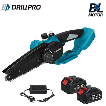Drillpro 6-Inch High-Efficiency Brushless Chainsaw with 13000mAh Battery 3000W Power Fast 19.2ft/s Chain Speed Compatible with 18v Battery Ideal for Intense Cutting Tasks