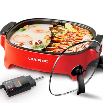 LIVEN DHG－600BY Eletric Pot 2100W 6L Touch Control 3 Gears Multi－function 2 Grid Electric Hot Pot Non－Stick Pot from Xiaomi Ecological Chain