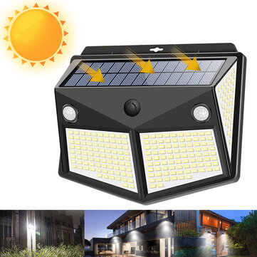260 LED Solar Power PIR Motion Sensor Wall Lights Outdoor Garden Path Yard Lamp 