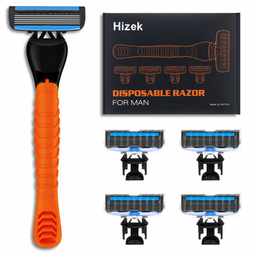 Hizek Handheld Disposable Razor Hair Beard Shaving Trimmer Men's Shaver W/ 5pcs Blades