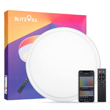 BlitzWill® BW-CLT2 LED Smart Ceiling Light 40cm with Main Light and RGB Atmosphere Light 2700-6500K Adjustable Temperature APP Voice  Remote Control  & DIY Scene Mode