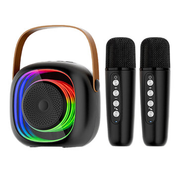 K10 bluetooth Speaker Portable Speaker with Dual Microphones 52mm Nano Alloy Speakers 4-Core DSP Chip Colorful Light Support AUX TF Card Playback Portable Karaoke Speaker