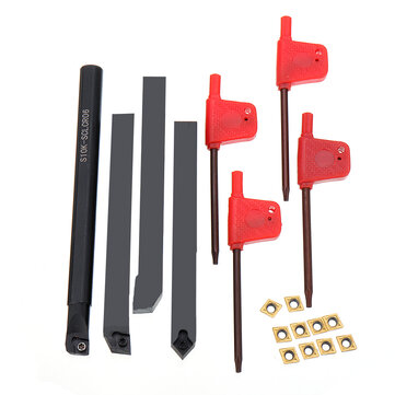 15% OFF for Drillpro 10mm Shank Turning Tool Holder with CCMT060204 Inserts