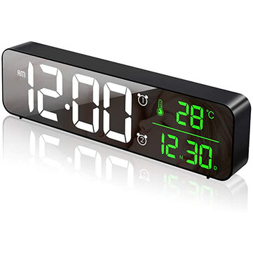 Loskii Usb Led 3d Dual Alarm, Digital Desk Clock With Temperature